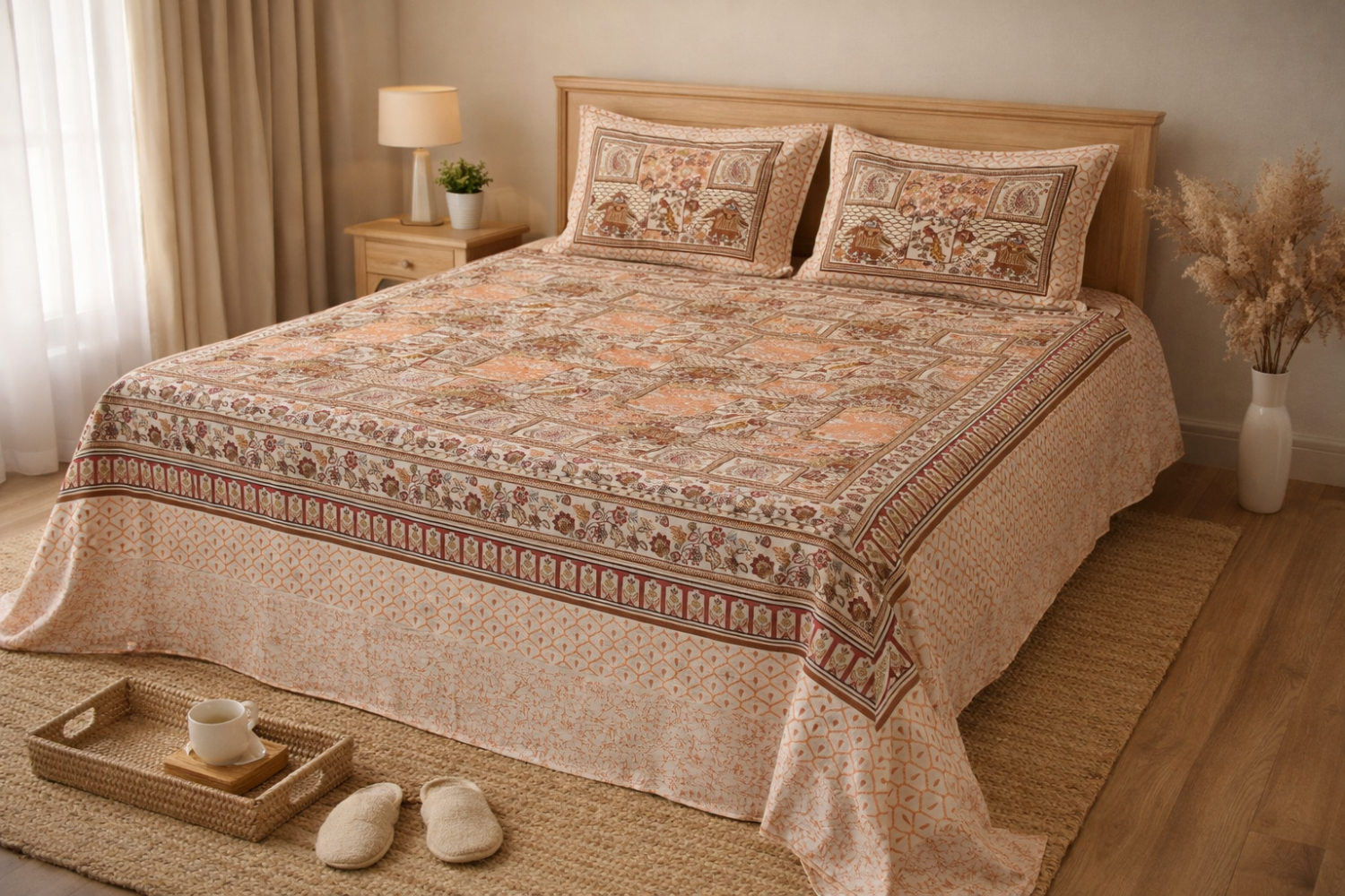 Rajasthani Ethnic Motif Cotton Bedsheet