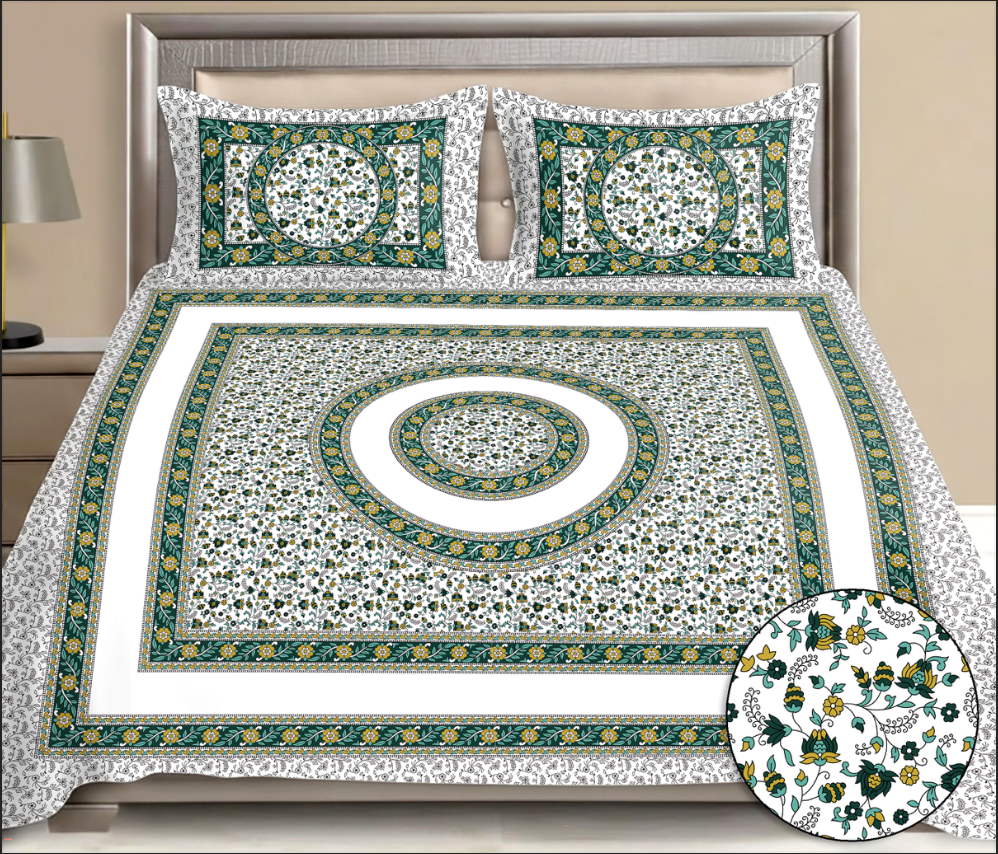 Bloom Indian Art Cotton Double Bedsheet Set
