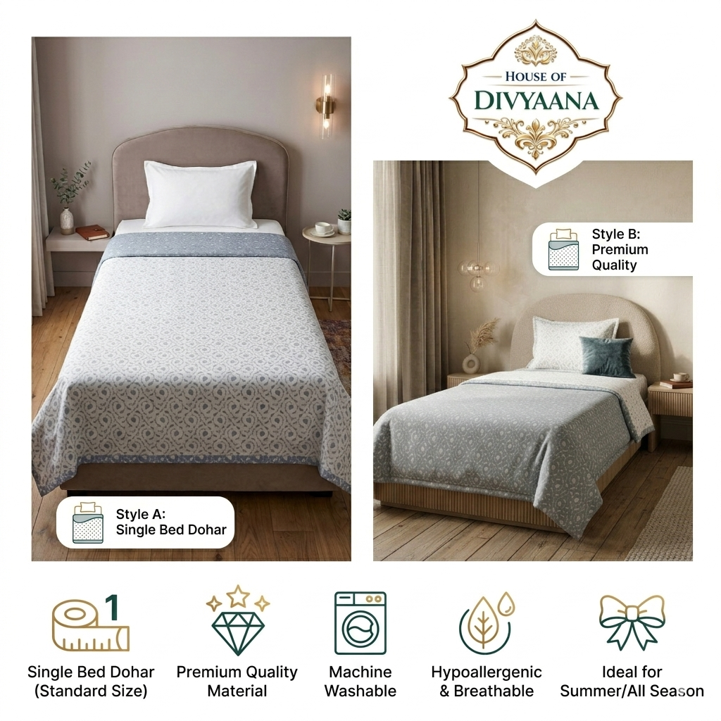 FrostAura Reversible Single Bed Dohar- set of 2