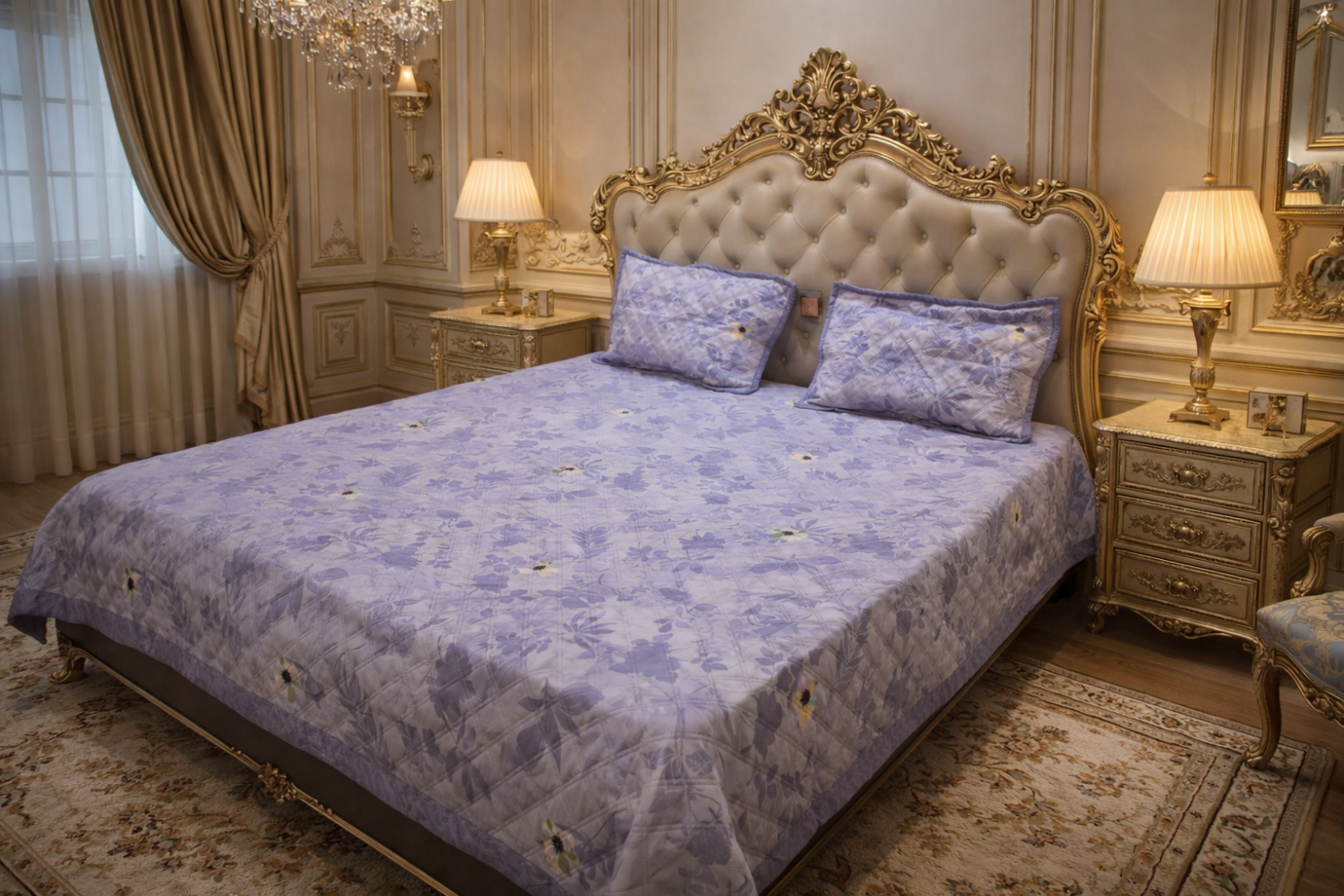 Lavender Mist 450 GSM Quilted King Size Bedcover Bedspread Set