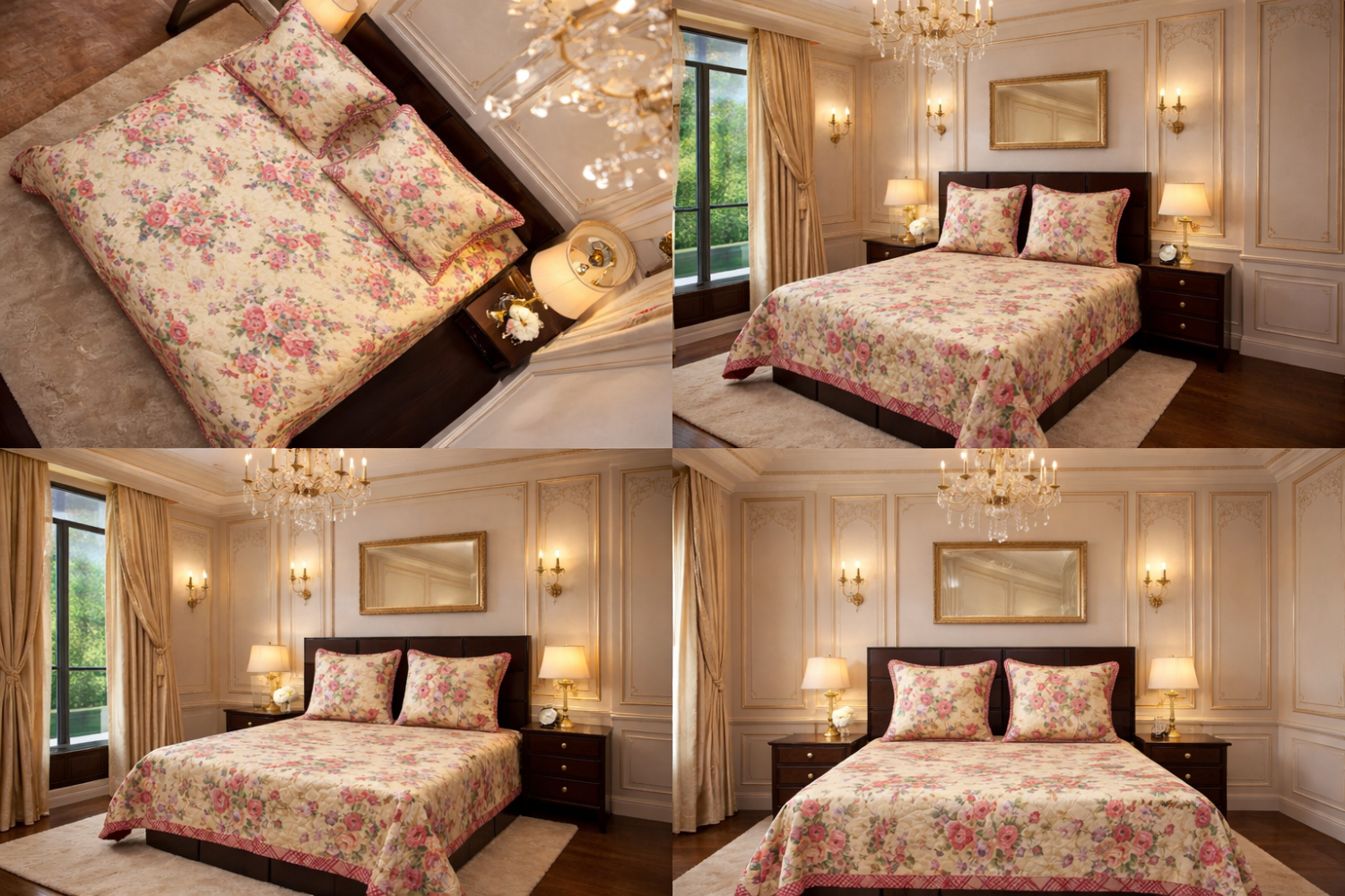 Royal Garden Premium 450 GSM Quilted King Size Bedcover Bedspread Set